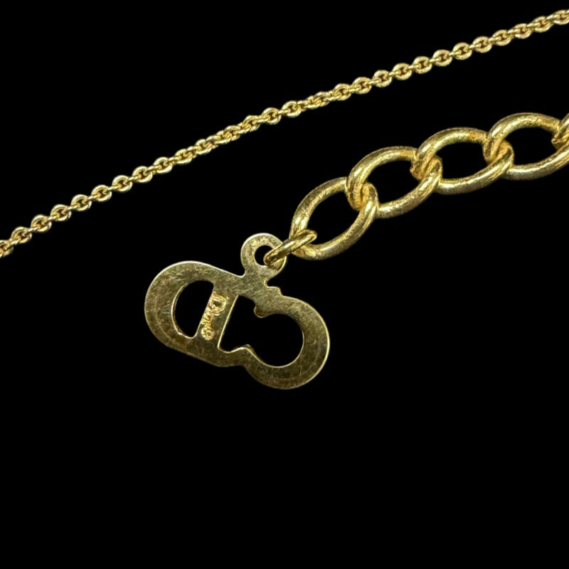 DIOR Logo Letter Motif Necklace Gold Tone Hardware