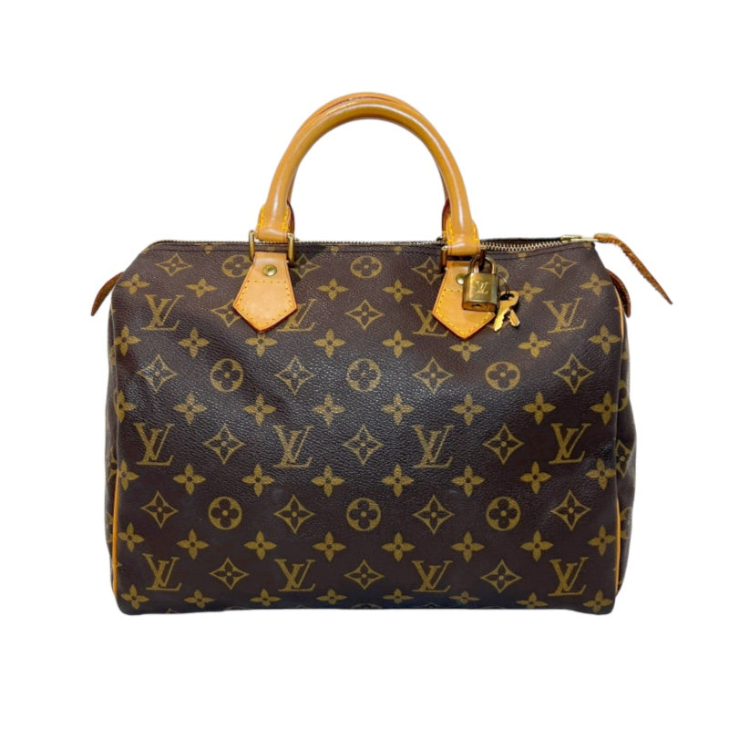 LOUIS VUITTON Speedy 30 Monogram Handbag PVC Brown With Padlock, Two Keys and Dust Bag