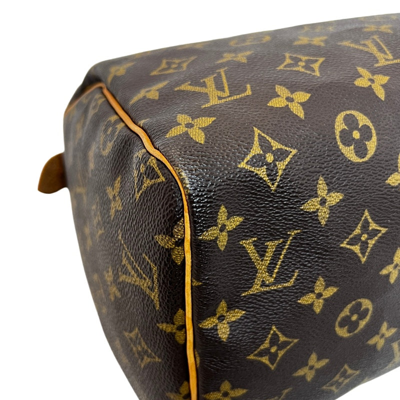 LOUIS VUITTON Speedy 30 Monogram Handbag PVC Brown With Padlock, Two Keys and Dust Bag