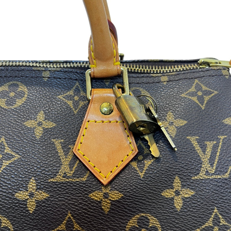 LOUIS VUITTON Speedy 30 Monogram Handbag PVC Brown With Padlock, Two Keys and Dust Bag