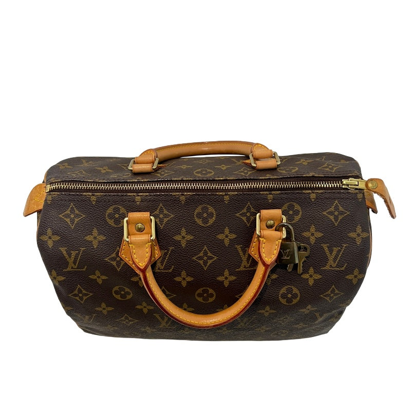 LOUIS VUITTON Speedy 30 Monogram Handbag PVC Brown With Padlock, Two Keys and Dust Bag