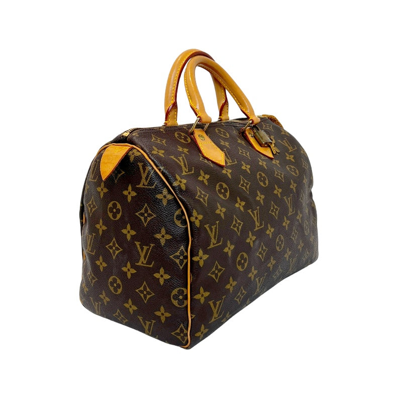 LOUIS VUITTON Speedy 30 Monogram Handbag PVC Brown With Padlock, Two Keys and Dust Bag