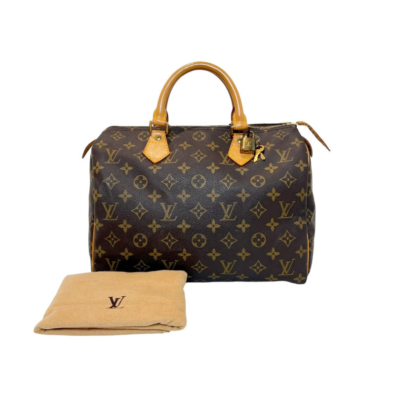 LOUIS VUITTON Speedy 30 Monogram Handbag PVC Brown With Padlock, Two Keys and Dust Bag