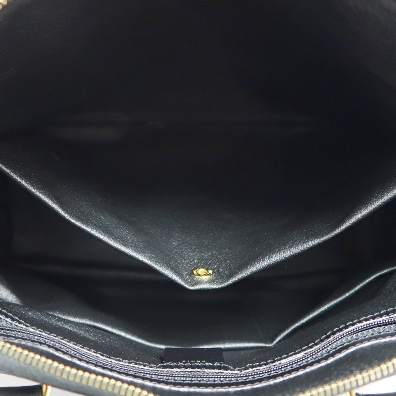 CELINE Macadam Monogram Handbag Brown Canvas Black Leather Trim Gold Hardware Vintage Classic Work Bag