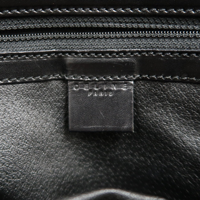 CELINE Macadam Monogram Handbag Brown Canvas Black Leather Trim Gold Hardware Vintage Classic Work Bag