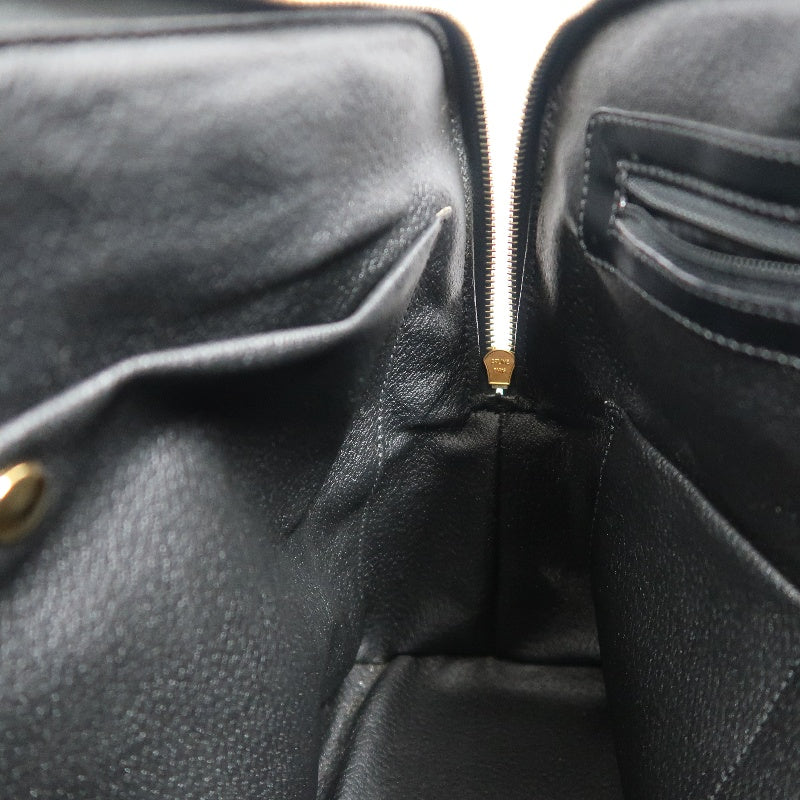 CELINE Macadam Monogram Handbag Brown Canvas Black Leather Trim Gold Hardware Vintage Classic Work Bag