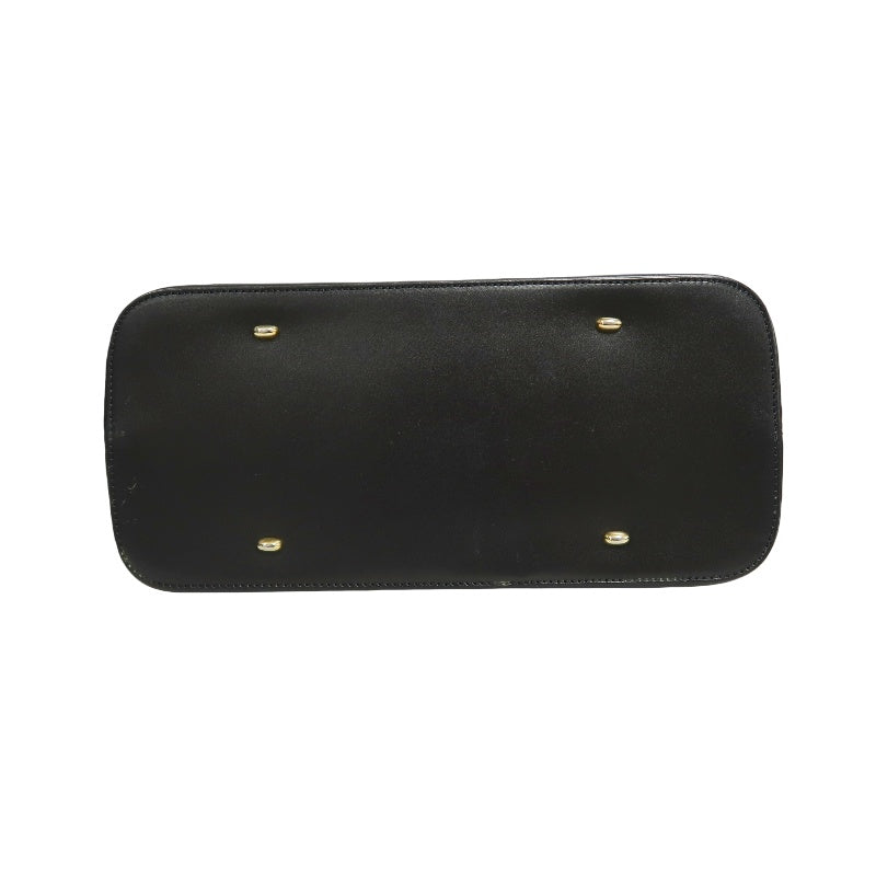 CELINE Macadam Monogram Handbag Brown Canvas Black Leather Trim Gold Hardware Vintage Classic Work Bag