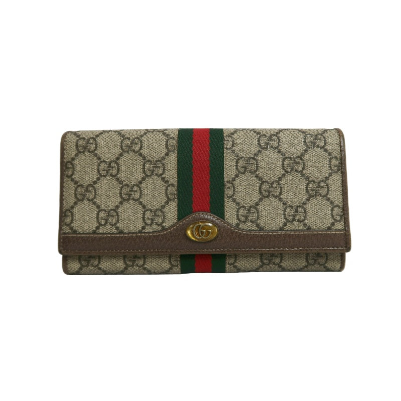 GUCCI Sherry Line GG Canvas Chain Wallet Canvas Gold-Tone Hardware