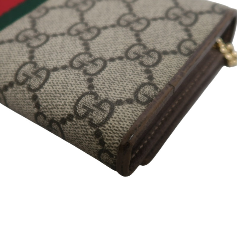 GUCCI Sherry Line GG Canvas Chain Wallet Canvas Gold-Tone Hardware