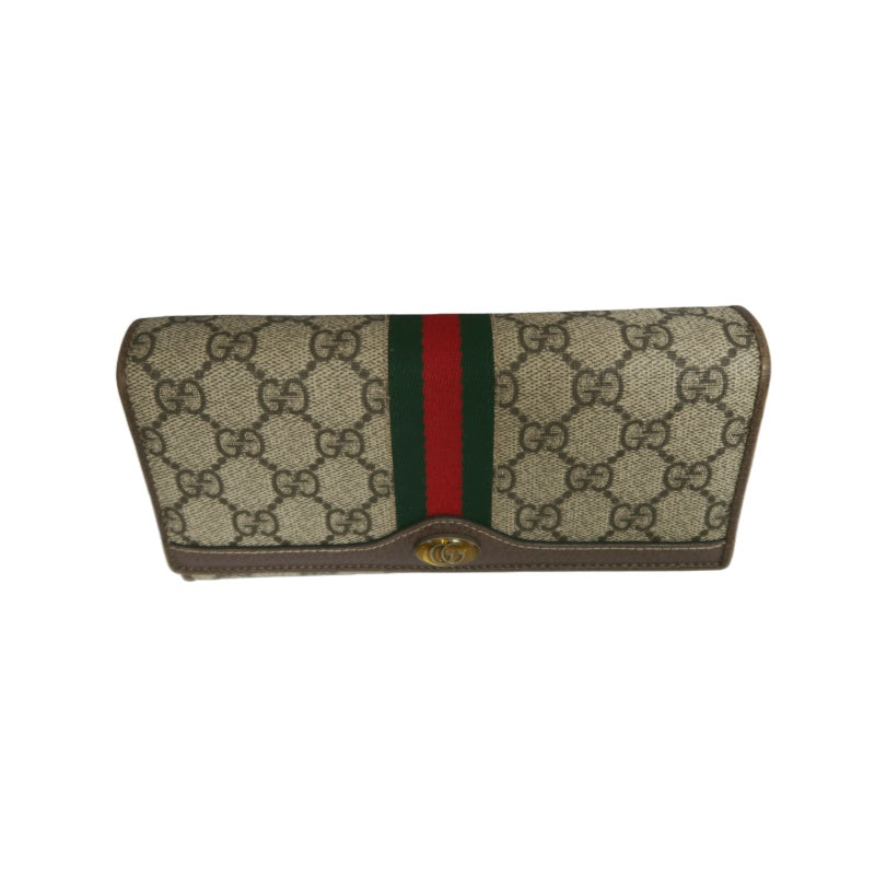 GUCCI Sherry Line GG Canvas Chain Wallet Canvas Gold-Tone Hardware