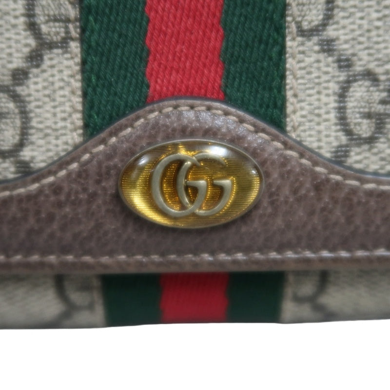 GUCCI Sherry Line GG Canvas Chain Wallet Canvas Gold-Tone Hardware