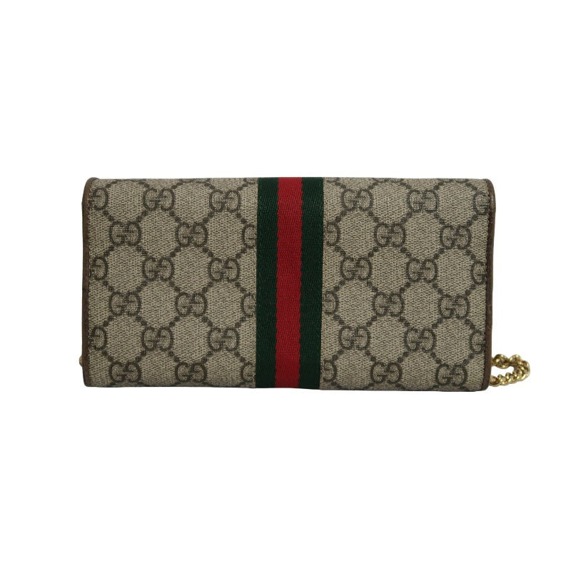GUCCI Sherry Line GG Canvas Chain Wallet Canvas Gold-Tone Hardware
