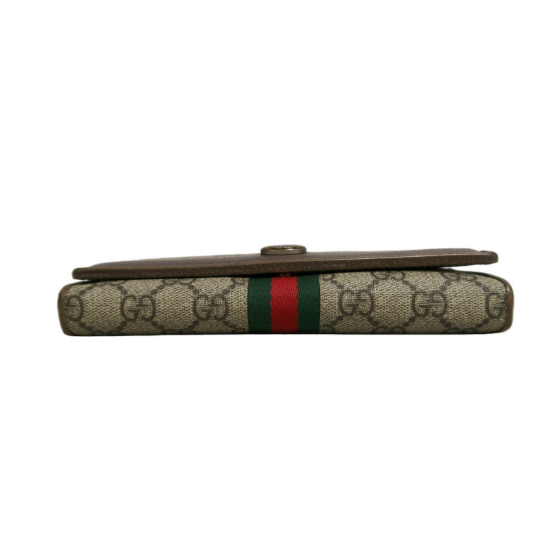 GUCCI Sherry Line GG Canvas Chain Wallet Canvas Gold-Tone Hardware