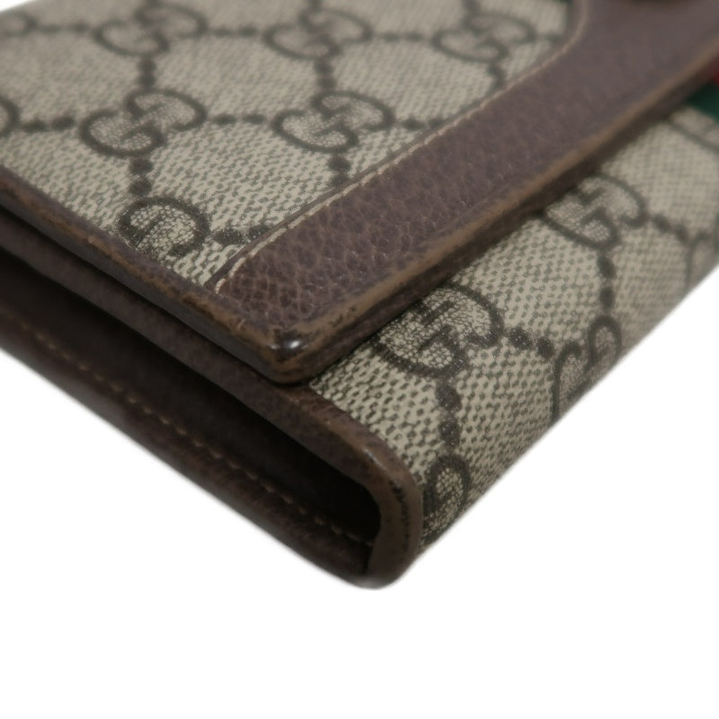 GUCCI Sherry Line GG Canvas Chain Wallet Canvas Gold-Tone Hardware