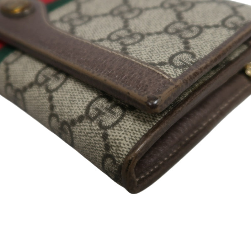 GUCCI Sherry Line GG Canvas Chain Wallet Canvas Gold-Tone Hardware
