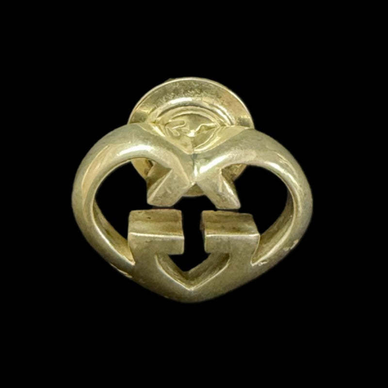 GUCCI Heart Shape Interlocking G Cutout Stud Earrings Silver Tone Hardware