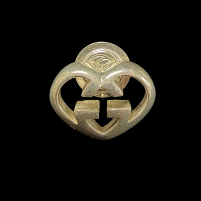 GUCCI Heart Shape Interlocking G Cutout Stud Earrings Silver Tone Hardware