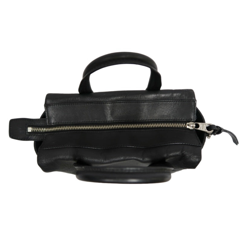 COACH Black Pebbled Soft Leather Bleecker Mini Riley Multi-compartment Tote Handbag, With Detachable Adjustable Crossbody Strap, Silver Hardware