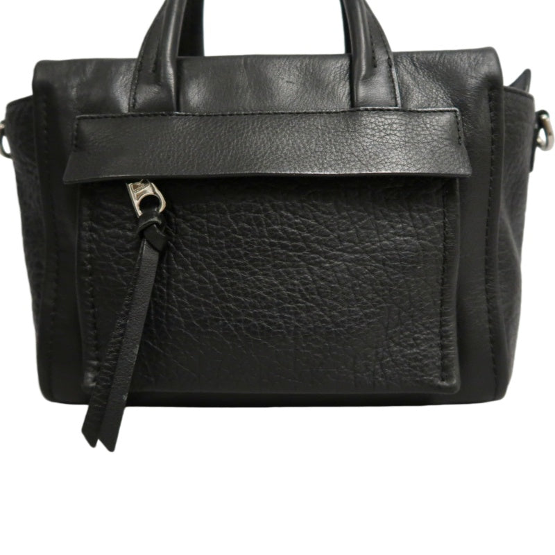 COACH Black Pebbled Soft Leather Bleecker Mini Riley Multi-compartment Tote Handbag, With Detachable Adjustable Crossbody Strap, Silver Hardware