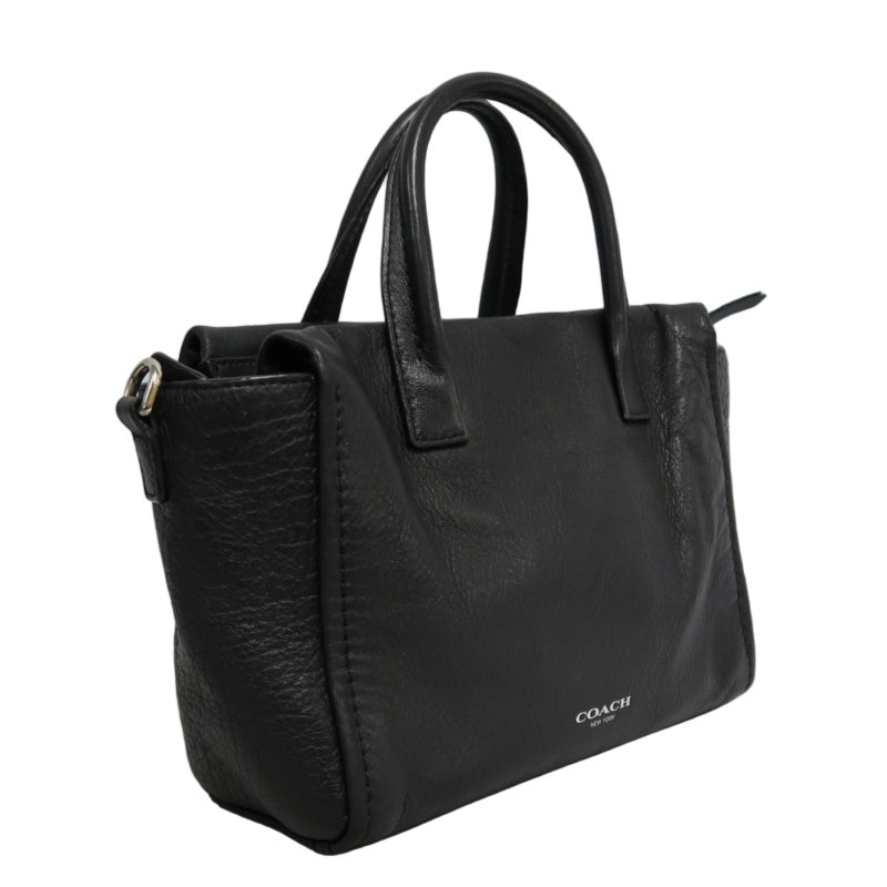 COACH Black Pebbled Soft Leather Bleecker Mini Riley Multi-compartment Tote Handbag, With Detachable Adjustable Crossbody Strap, Silver Hardware