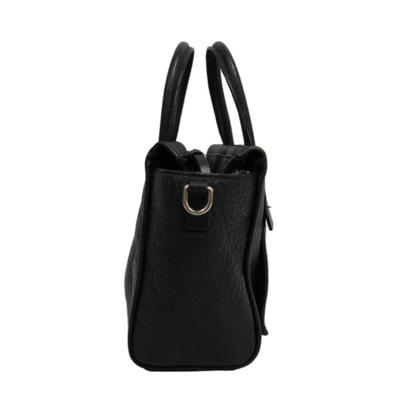 COACH Black Pebbled Soft Leather Bleecker Mini Riley Multi-compartment Tote Handbag, With Detachable Adjustable Crossbody Strap, Silver Hardware