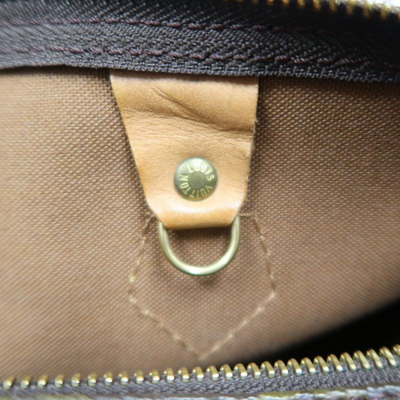 LOUIS VUITTON Monogram Speedy 30 Boston Handbag Brown Classic Canvas Tan Patina Leather Trim Original Padlock and 2 Keys Included Spacious Timeless Iconic Vintage Travel Everyday Bag