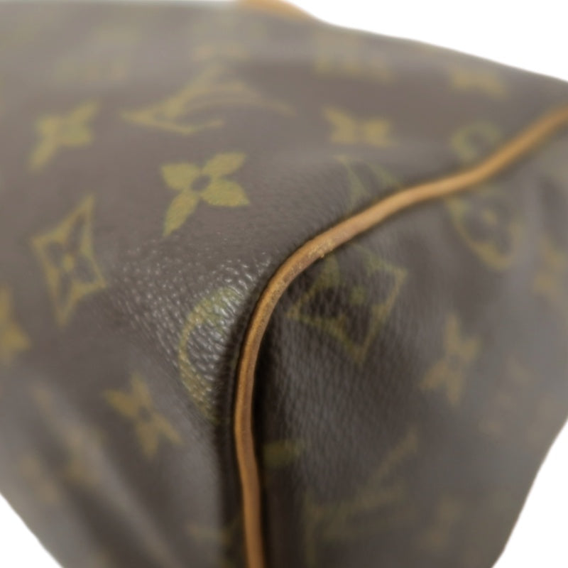 LOUIS VUITTON Monogram Speedy 30 Boston Handbag Brown Classic Canvas Tan Patina Leather Trim Original Padlock and 2 Keys Included Spacious Timeless Iconic Vintage Travel Everyday Bag