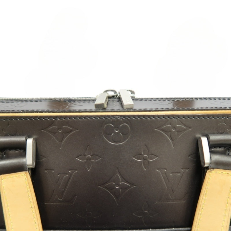 LOUIS VUITTON Monogram Mat Maldens Handbag Black Embossed Leather Large Capacity Business Briefcase Office Commute Classic Bag
