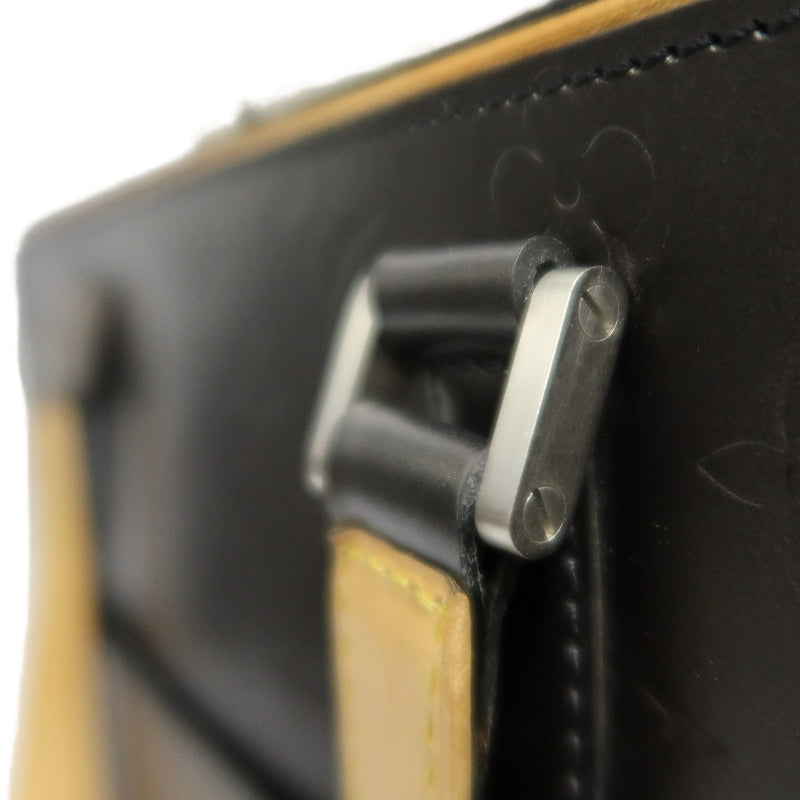 LOUIS VUITTON Monogram Mat Maldens Handbag Black Embossed Leather Large Capacity Business Briefcase Office Commute Classic Bag