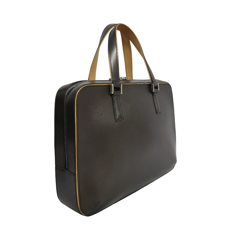 LOUIS VUITTON Monogram Mat Maldens Handbag Black Embossed Leather Large Capacity Business Briefcase Office Commute Classic Bag