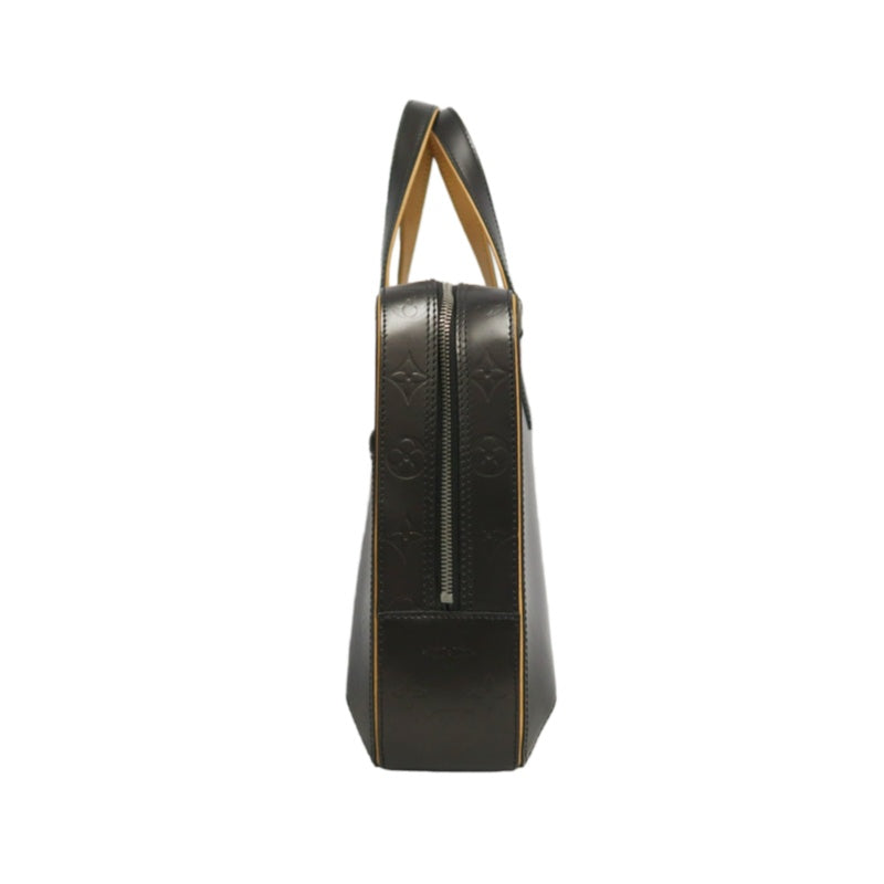 LOUIS VUITTON Monogram Mat Maldens Handbag Black Embossed Leather Large Capacity Business Briefcase Office Commute Classic Bag