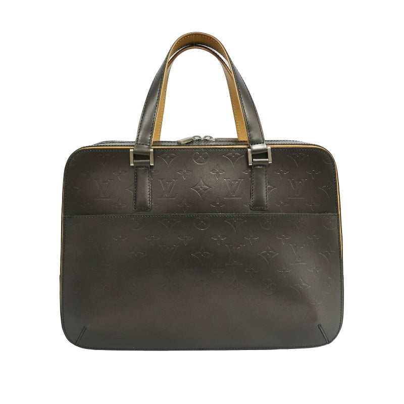 LOUIS VUITTON Monogram Mat Maldens Handbag Black Embossed Leather Large Capacity Business Briefcase Office Commute Classic Bag