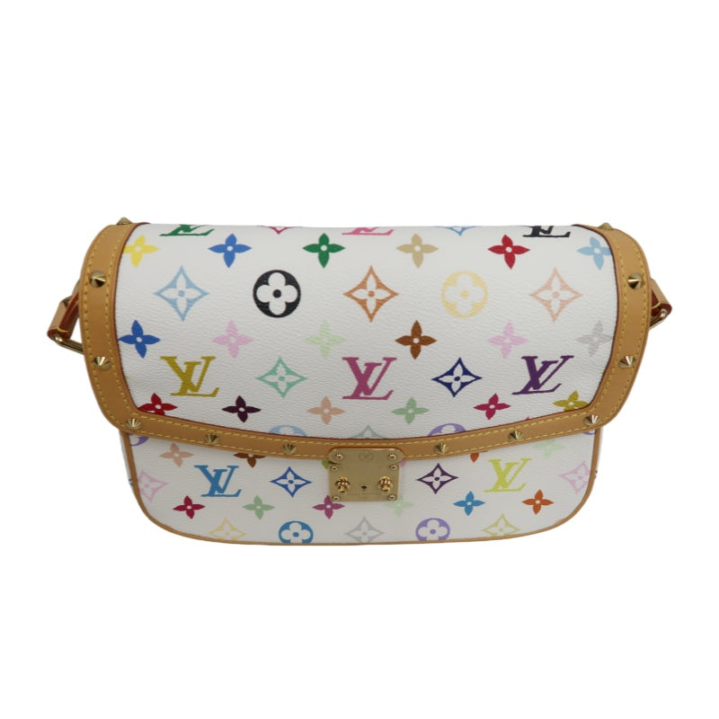 LOUIS VUITTON Monogram Multicolore Sologne Shoulder Bag PVC White Leather Trim