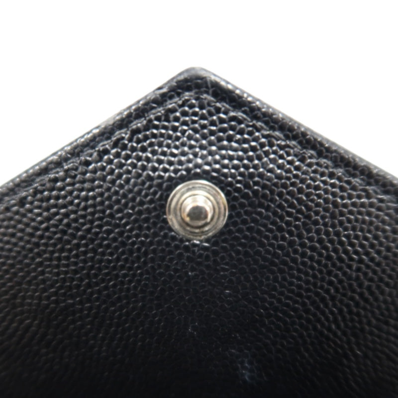 YSL Saint Laurent Cassandra Black Calfskin Leather Envelope Flap Shoulder Crossbody Bag, Polished Silver Brand Logo Hardware