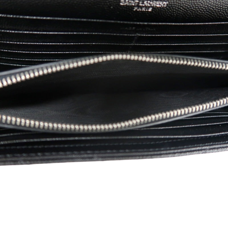 YSL Saint Laurent Cassandra Black Calfskin Leather Envelope Flap Shoulder Crossbody Bag, Polished Silver Brand Logo Hardware