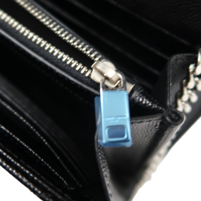 YSL Saint Laurent Cassandra Black Calfskin Leather Envelope Flap Shoulder Crossbody Bag, Polished Silver Brand Logo Hardware