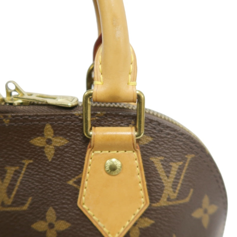LOUIS VUITTON Monogram Alma BB Handbag PVC Brown Leather Trim