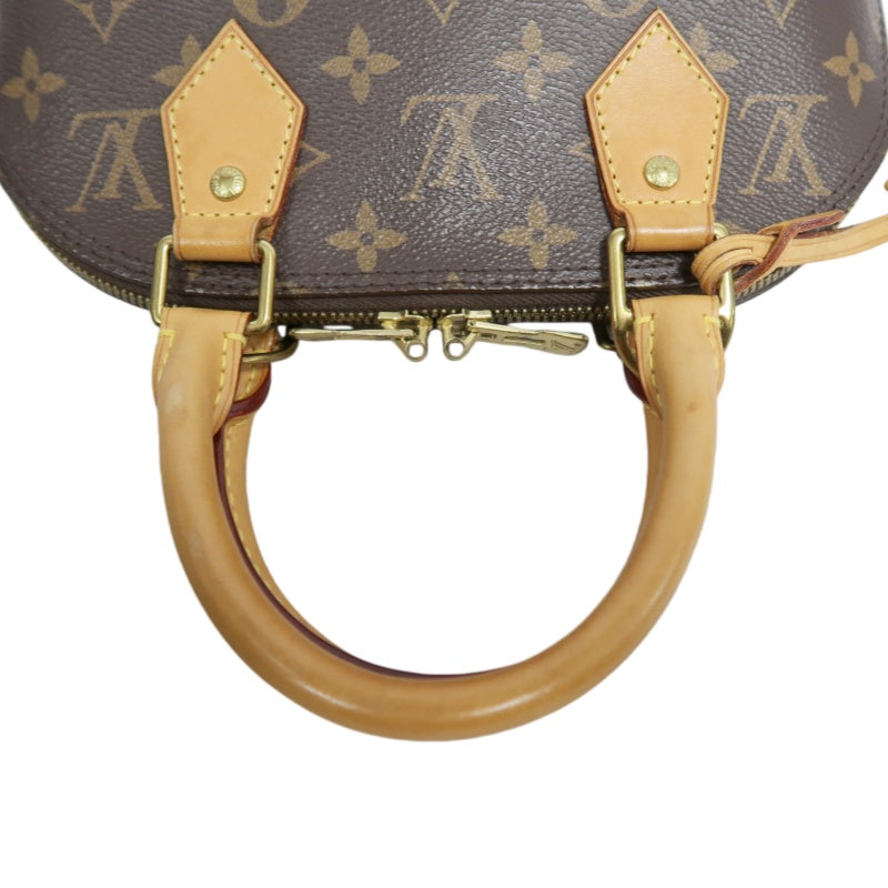 LOUIS VUITTON Monogram Alma BB Handbag PVC Brown Leather Trim