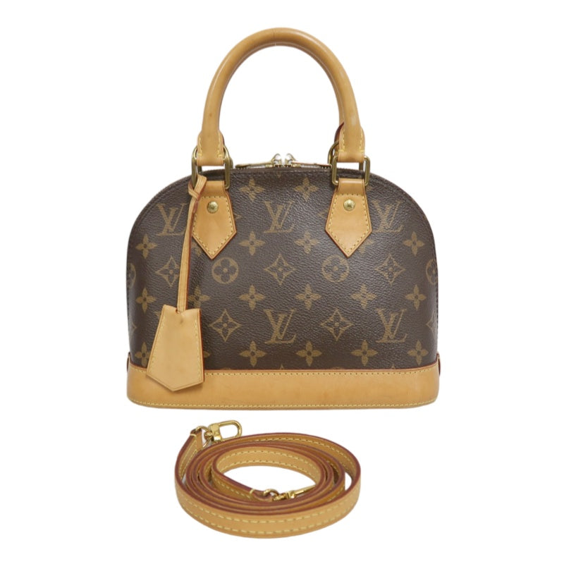 LOUIS VUITTON Monogram Alma BB Handbag PVC Brown Leather Trim