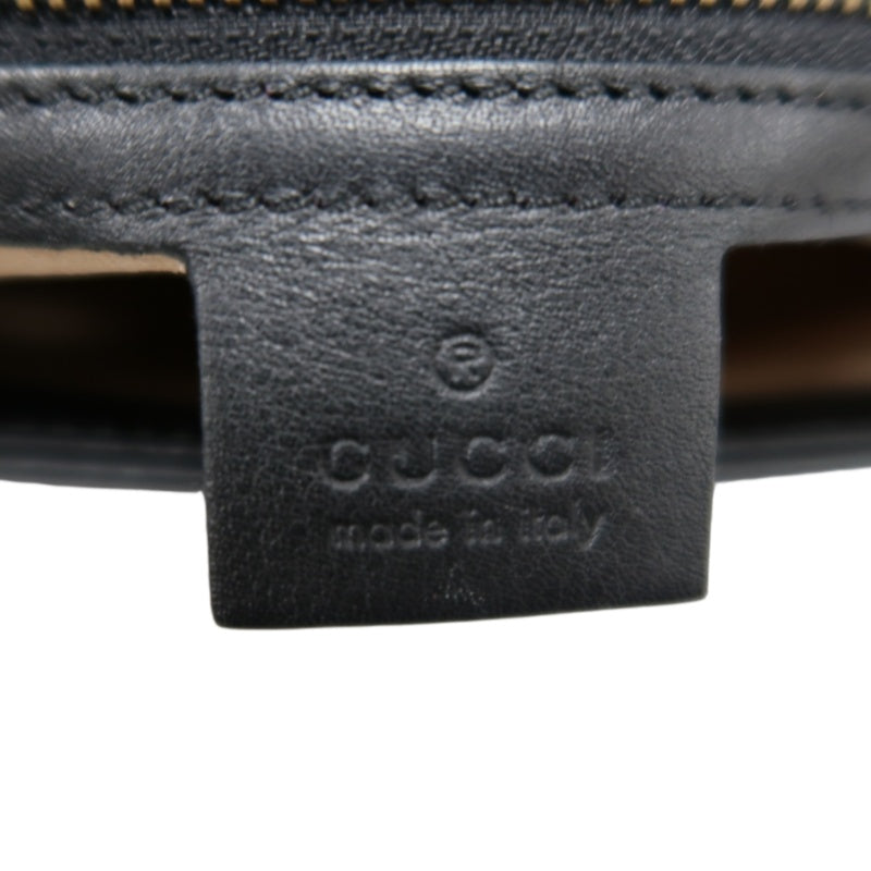 GUCCI GG Marmont Shoulder Bag Lambskin Black GG Logo Chevron Stitching Gold Hardware