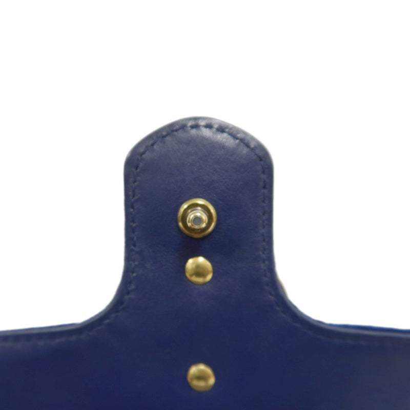 GUCCI GG Marmont Chevron Quilted Cobalt Blue Velvet Chain Shoulder Crossbody Bag, Aged Gold Double G Hardware