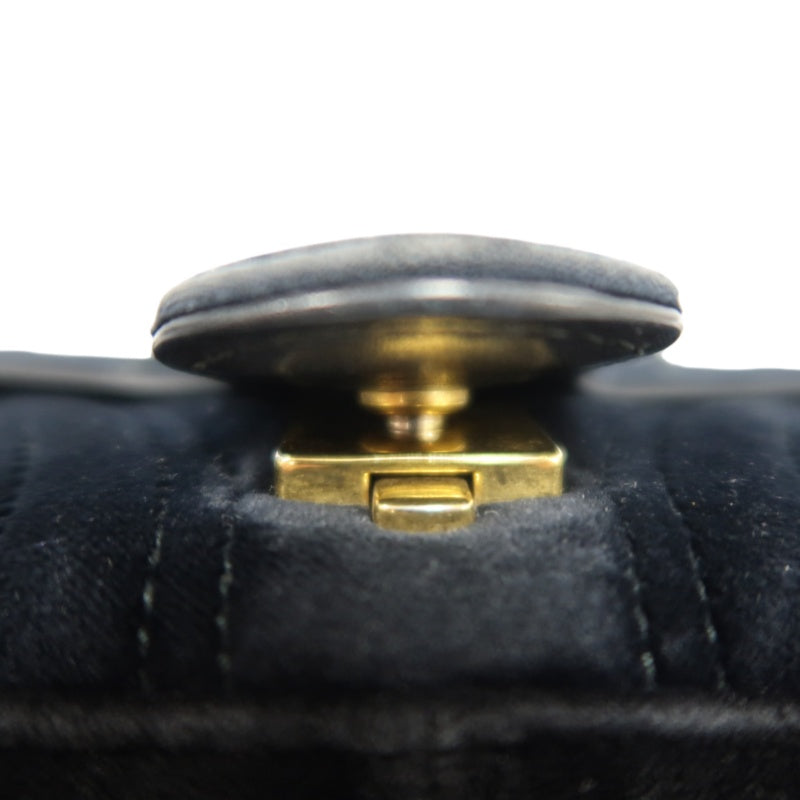 GUCCI GG Marmont Chevron Quilted Black Velvet Chain Shoulder Crossbody Bag, Aged Gold Double G Logo Hardware