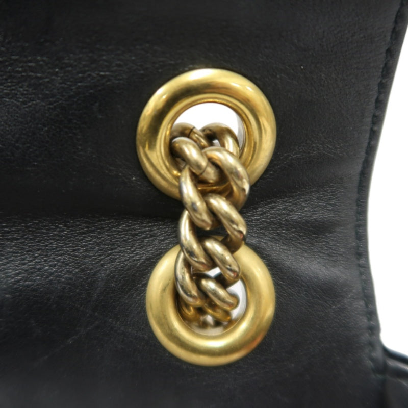 GUCCI GG Marmont Chevron Quilted Black Velvet Chain Shoulder Crossbody Bag, Aged Gold Double G Logo Hardware