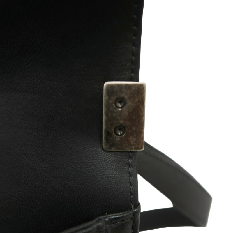CHANEL Boy Matelasse Shoulder Bag Lambskin Black Silver Hardware