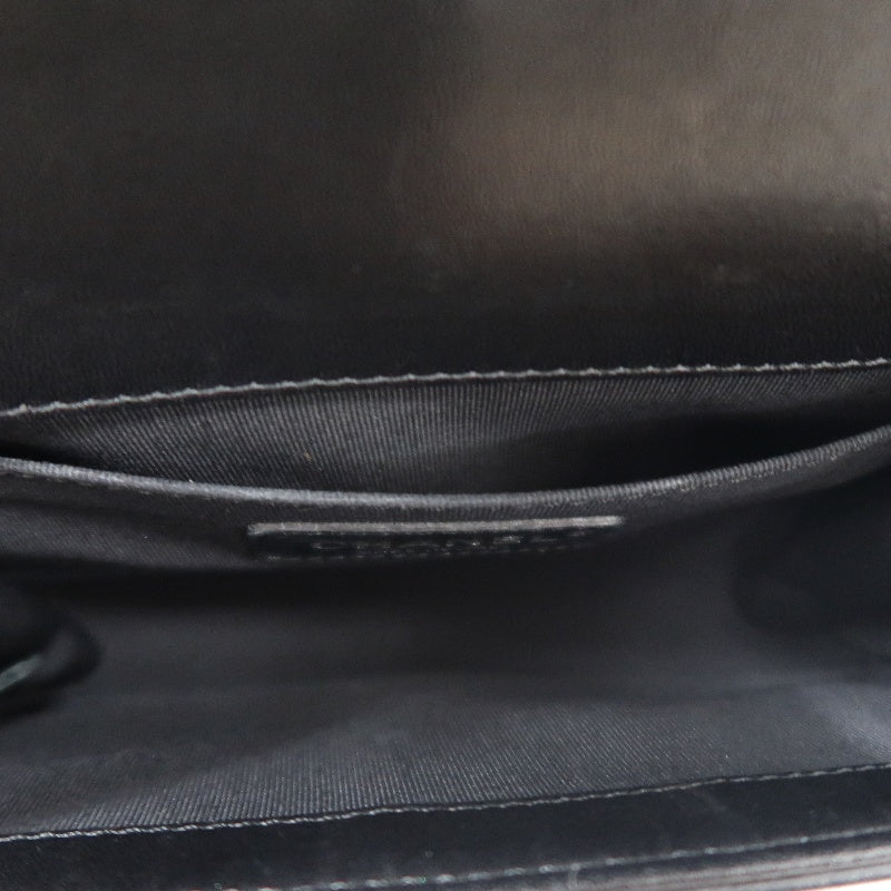 CHANEL Boy Matelasse Shoulder Bag Lambskin Black Silver Hardware