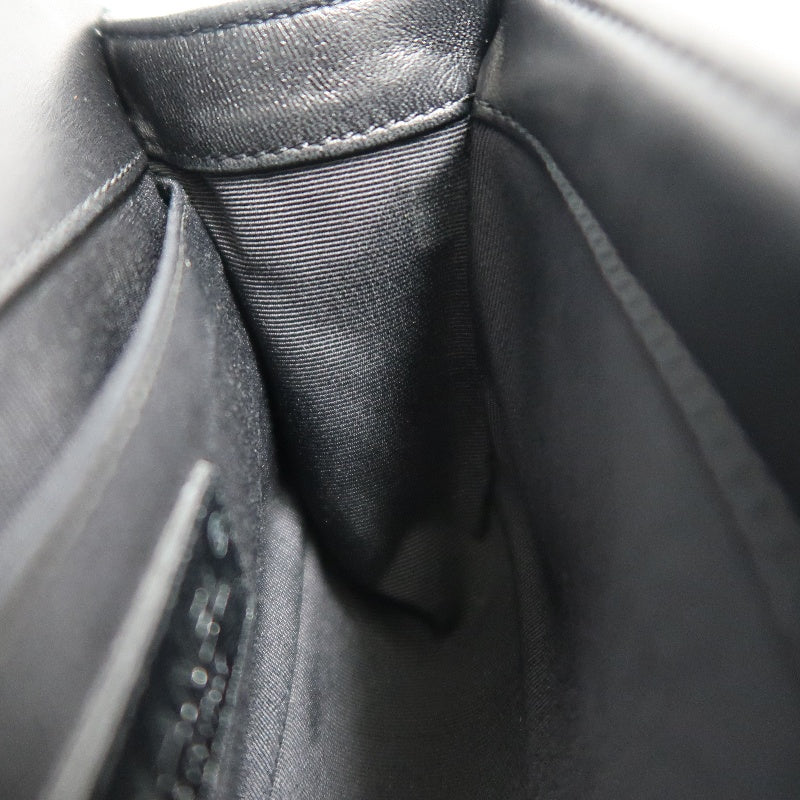 CHANEL Boy Matelasse Shoulder Bag Lambskin Black Silver Hardware