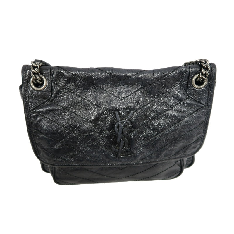 YSL Niki Shoulder Bag Waxed Leather Black