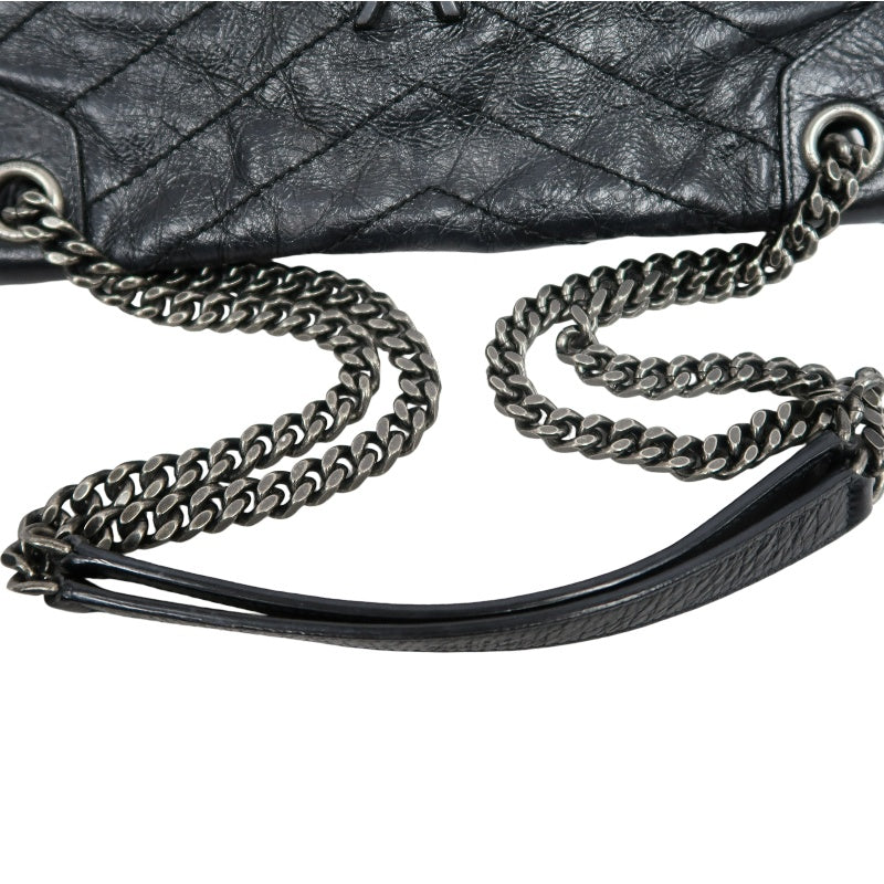 YSL Niki Shoulder Bag Waxed Leather Black