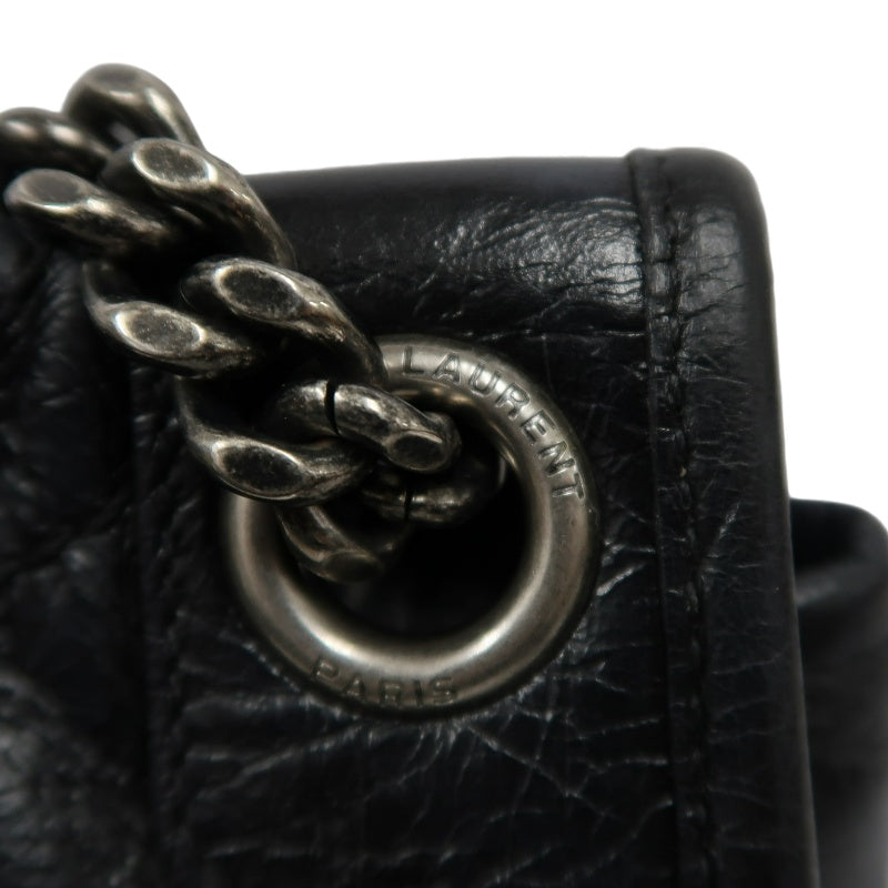 YSL Niki Shoulder Bag Waxed Leather Black