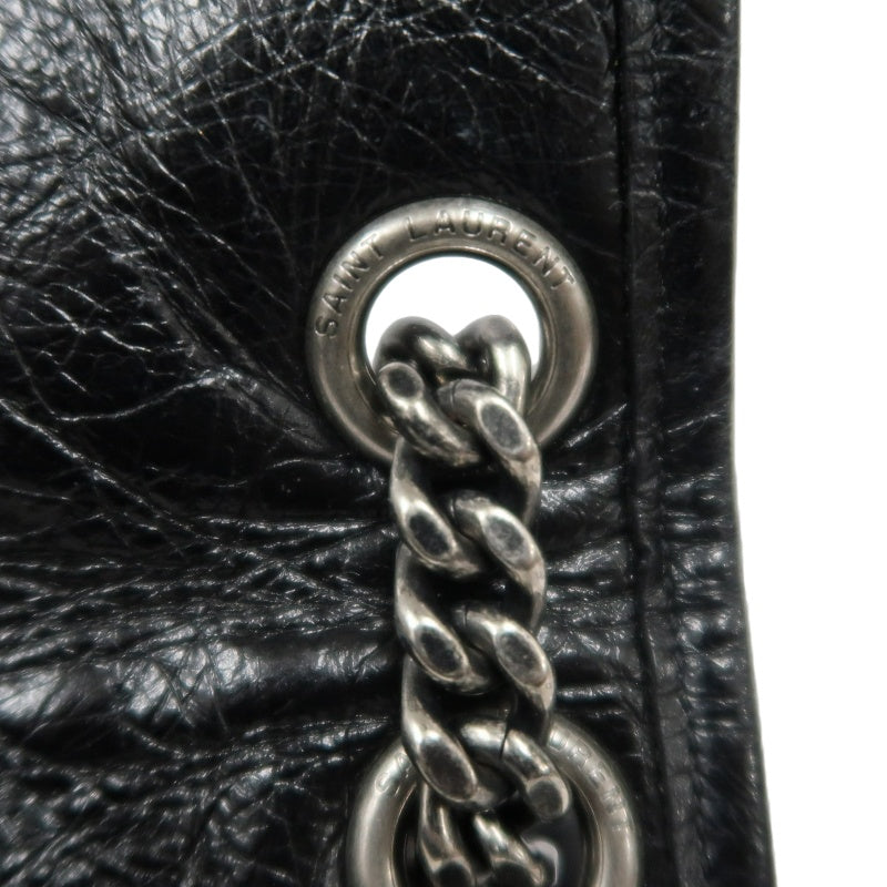 YSL Niki Shoulder Bag Waxed Leather Black